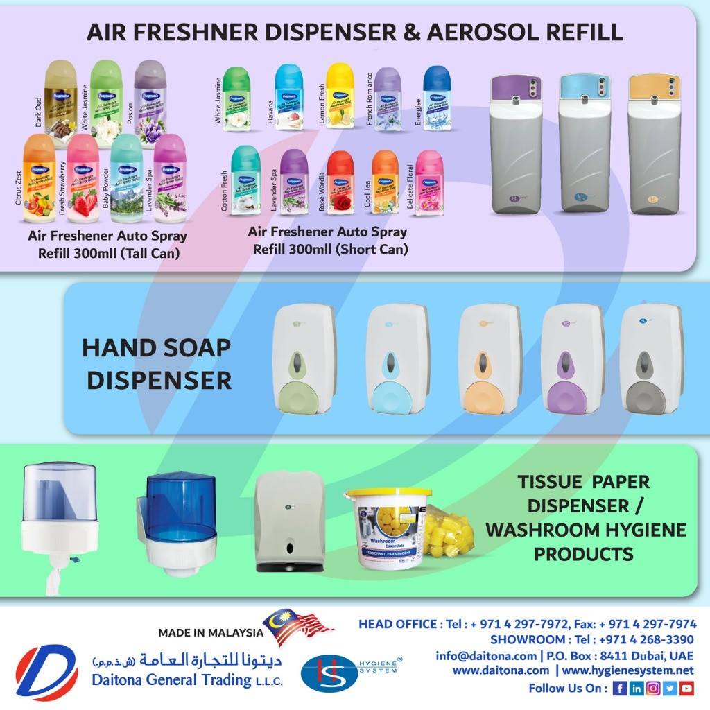Air Freshener Dispenser, Hand Wash Dispenser,Tissue Paper Dispenser and Washroom Hygiene Products